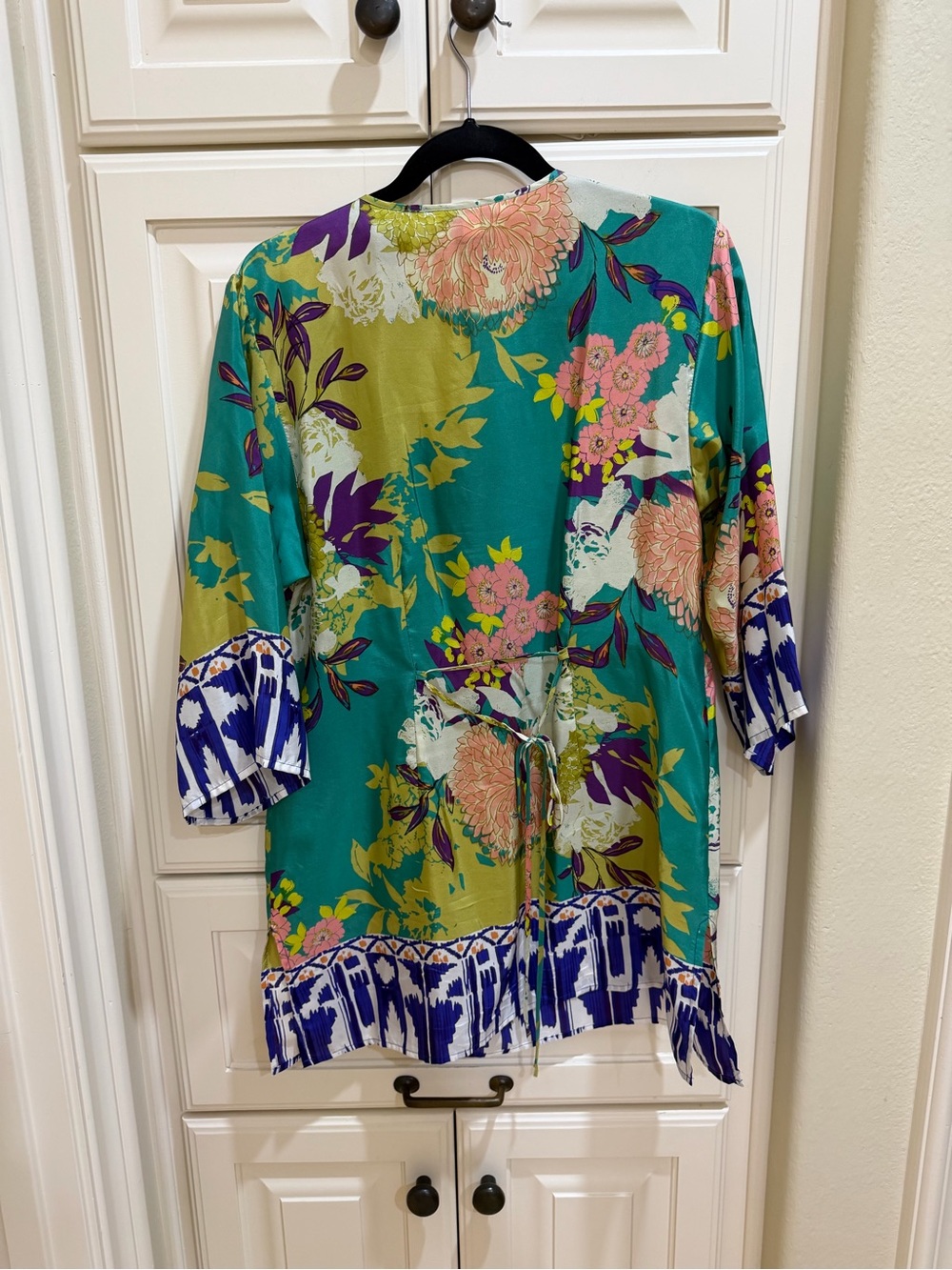 CAbi Teal and Pink Floral Blouse with Accents - Picture 4 of 4